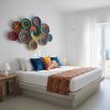 Woven Wall Basket Set: Boho African Decor, Orange Plates (10 | Decorative Plate in Decorative Objects by Sarmal Design. Item composed of cotton and synthetic in boho or contemporary style