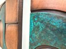 Abstract Geometric Copper Wall Sculpture with Verdigris | Wall Hangings by Element 29 Metalcraft. Item made of copper works with contemporary & art deco style