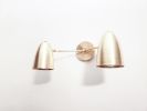 Bathroom Vanity Wall Double Sconce - Satin Brass Light | Sconces by Retro Steam Works. Item composed of brass in mid century modern or contemporary style