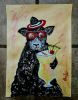 La oveja negra disfrutando | Oil And Acrylic Painting in Paintings by Elena Parau. Item made of paper works with contemporary & country & farmhouse style
