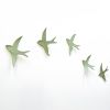 Set Of 7 Wall Art Swallows Sage Green | Wall Sculpture in Wall Hangings by Elizabeth Prince Ceramics. Item composed of stoneware in minimalism or mid century modern style