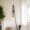 Hanging Rope Lamp in Cotton with Vintage Edison Bulb Rustic | Floor Lamp in Lamps by Magdyss Boutique. Item composed of cotton compatible with boho and minimalism style