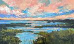 Cotton Candy Clouds - Landscape Painting on Canvas | Oil And Acrylic Painting in Paintings by Filomena Booth Fine Art. Item made of canvas compatible with contemporary and coastal style