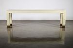 Dino Linen Modern Console with Bronze Sabots from Costantini | Console Table in Tables by Costantini Design. Item made of wood with linen