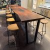 16' solid walnut slab table | Communal Table in Tables by Where Wood Meets Steel | United Club in Denver. Item made of walnut with steel works with modern & traditional style