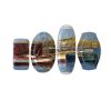 "Le Port De Marseille" Unique Painted Plates Installation | Wall Sculpture in Wall Hangings by Studio DeSimoneWayland. Item composed of canvas and ceramic in boho or contemporary style