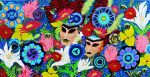 CARNIVAL GARDEN - large floral painting | Oil And Acrylic Painting in Paintings by Marinela Puscasu. Item made of canvas works with boho & contemporary style