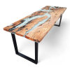Custom White Epoxy Resin Table | Dining Table in Tables by Ironscustomwood. Item made of wood with metal