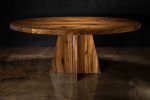 Oval Thick Solid Wood Pedestal Dining Table by Costantini | Tables by Costantini Designñ. Item made of wood works with contemporary & modern style