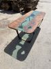 River Glass Dining Table - Green River Table | Tables by Tinella Collection. Item composed of wood & glass compatible with contemporary and art deco style
