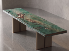 The Amazon Green Marble Executive Conference & Dining Desk | Conference Table in Tables by Dynasty Artisan. Item made of steel & marble compatible with contemporary and japandi style