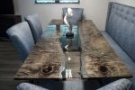 Ebonized Maple Glass River Dining Table 4x8ft | Tables by Lumberlust Designs. Item made of maple wood with steel