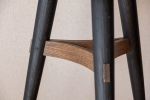 Three Leg Stool with Curved Stretchers - Black and Grey | Chairs by Big Sand Woodworking. Item made of oak wood