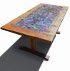 Rustic wood with mosaic inlay outdoor table | Dining Table in Tables by Abodeacious