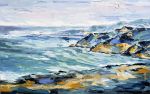 Misty Morning Large Contemporary Painting | Oil And Acrylic Painting in Paintings by Lisa Elley ART. Item composed of canvas compatible with contemporary and coastal style