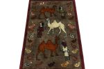 Vintage Gabbeh Tribal rug in Brown with Multicolor Pictorial | Area Rug in Rugs by Rug and Kilim