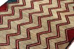 Vintage Gabbeh Tribal Rug in Beige-Brown and Red Chevron | Area Rug in Rugs by Rug and Kilim