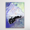 Midnight Mountain Moon Vista - Tokyo Echoes Painting | Oil And Acrylic Painting in Paintings by Jacob von Sternberg Large Abstracts. Item made of canvas with synthetic