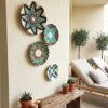 4 Pieces Natural Blue Wall Hanging African Wall Basket | Decorative Plate in Decorative Objects by Sarmal Design. Item made of bamboo & cotton compatible with boho and mid century modern style