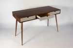 Mid-Century Modern Black Walnut Office Desk with Concrete | Tables by Curly Woods. Item made of walnut with concrete works with mid century modern style