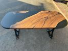 Black Walnut Epoxy Resin Dining Table - Oval Epoxy Table Top | Tables by Tinella Wood. Item composed of walnut in minimalism or coastal style