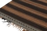 Vintage Persian Tribal Kilim in Brown and Gray Stripes | Area Rug in Rugs by Rug and Kilim