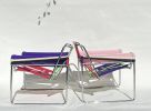 Hazel and Shirley: Wassily Remixed | Accent Chair in Chairs by KIM HILL  for KIM HILL DESIGN. Item made of fabric with aluminum works with boho & mid century modern style