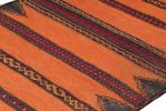 Vintage Afghan Kilim in Orange with Geometric Stripes | Area Rug in Rugs by Rug and Kilim. Item made of wool