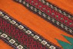 Vintage Afghan Kilim Runner in Orange with Geometric Pattern | Area Rug in Rugs by Rug and Kilim. Item composed of wool