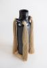 Handmade Ceramic Vase #703 in Black with Beige Cotton Fringe | Vases & Vessels by Karen Gayle Tinney. Item made of cotton with stoneware works with boho & minimalism style