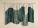 RIBBON Green Shaded Flowing Custom Hand Dyed Wall Hanging | Tapestry in Wall Hangings by Wallflowers Hanging Art. Item composed of oak wood and wool in mid century modern or contemporary style