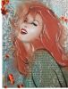 Ann Margret Orange Green | Mixed Media by Tina Psoinos art + photography. Item made of canvas & synthetic