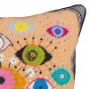 hand-embroidered needlepoint IDOLEYES original pillow | Pillows by Mommani Threads. Item composed of wool in contemporary or eclectic & maximalism style