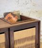 Record player console | Media Console in Storage by Dovetail Furniture Company. Item made of wood with brass