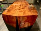 Curly Redwood Burl Coffee Table with Acrylic Legs | Tables by DapperwoodSF. Item made of wood with synthetic works with mid century modern & contemporary style