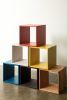 Rainbow City Cubes | Modular Modern Wood Cubes with Brass | Side Table in Tables by Alabama Sawyer. Item composed of wood