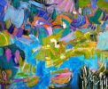 Paradise II, Whimsical Coastal Landscape Painting | Oil And Acrylic Painting in Paintings by Dorothy Fagan Fine Arts. Item made of canvas works with contemporary & eclectic & maximalism style