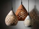 Cepa Udaipur 20" | Architectural Ceramic Gobo Pendant Light | Pendants by Naaya Studio. Item made of brass & stoneware compatible with minimalism and contemporary style
