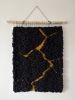 Woven Tapestry "Black Kintsugi" | Wall Hangings by Tissage Sauvage. Item made of wood & wool compatible with contemporary and japandi style