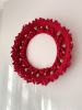 Red Macrame Christmas Wreath | Macrame Wall Hanging in Wall Hangings by macramestories. Item composed of wood and cotton in boho or country & farmhouse style