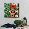 NIGHT FLOWERS - square acrylic floral painting | Oil And Acrylic Painting in Paintings by Marinela Puscasu. Item composed of canvas and synthetic in boho or contemporary style