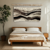 Wool Wall Tapestry in Earthy Neutrals “Organic Flow” | Wall Hangings by Tissage Sauvage. Item made of wood with cotton works with boho & contemporary style