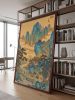 Hand-Painted Silk Wang Ximeng Blue Green Landscape Scroll | Oil And Acrylic Painting in Paintings by Dynasty Artisan. Item made of wood with fabric works with contemporary & eclectic & maximalism style