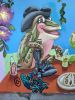 Frogs' Taco Picnic Mural | Street Murals by Sam Soper — Mural Art & Illustration | El Tacorrido in Austin. Item composed of synthetic