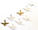 Metallic Gold and White Wall Art - 8 Ceramic Swallow | Wall Sculpture in Wall Hangings by Elizabeth Prince Ceramics. Item composed of ceramic in minimalism or contemporary style