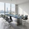 Galactic Luminescence Marble Conference & Dining Desk/Table | Communal Table in Tables by Dynasty Artisan. Item composed of wood & marble compatible with contemporary and japandi style