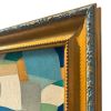 Abstract Blue Colorblock Oil Painting in Vintage Frame | Oil And Acrylic Painting in Paintings by Suzanne Nicoll Studio. Item composed of wood & canvas compatible with mid century modern and contemporary style