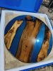 Blue resin Round Dining Table, Handmade Epoxy Table Top | Tables by Innovative Home Decors. Item made of wood compatible with boho and country & farmhouse style