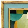 Abstract Oil Painting in Vintage Blue Painted Frame | Oil And Acrylic Painting in Paintings by Suzanne Nicoll Studio. Item composed of wood in minimalism or mid century modern style