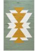 Royal Sage Green & Mustard Handmade Rug | Runner Rug in Rugs by Mumo Toronto. Item made of cotton